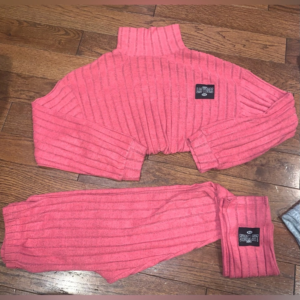 Lot of 2 SHEIN Teen Girls 11–12 Two-Piece Ribbed Lounge Sets - Picture 2 of 8